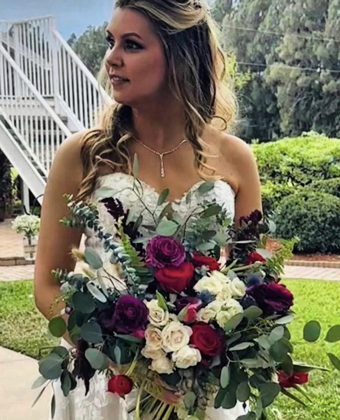 Garden style wedding florals