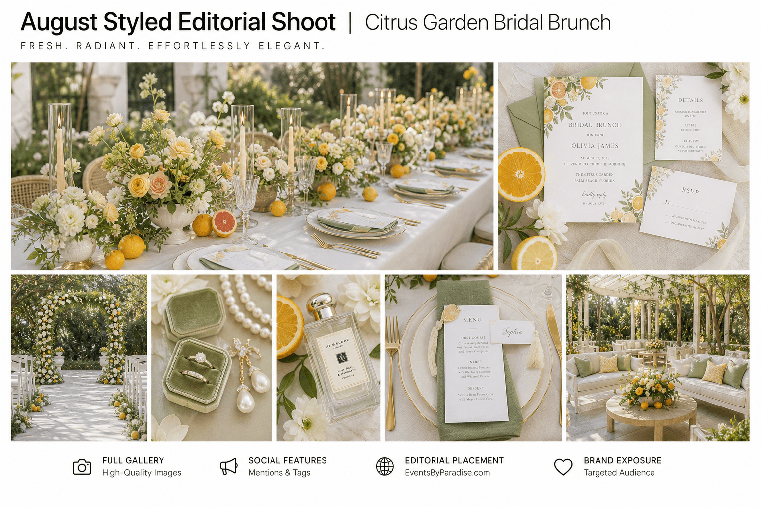 August Styled Shoot: Citrus Garden Bridal Brunch